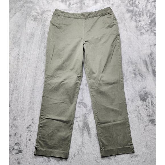 Eddie Bauer Pants Womens 12 Green Mercer Fit Straight Leg Ankle Chino Stretch - Picture 1 of 14